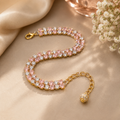 Roselle Pink Crystal Gold Bracelet for Women | Anti-Tarnish | House of HNS