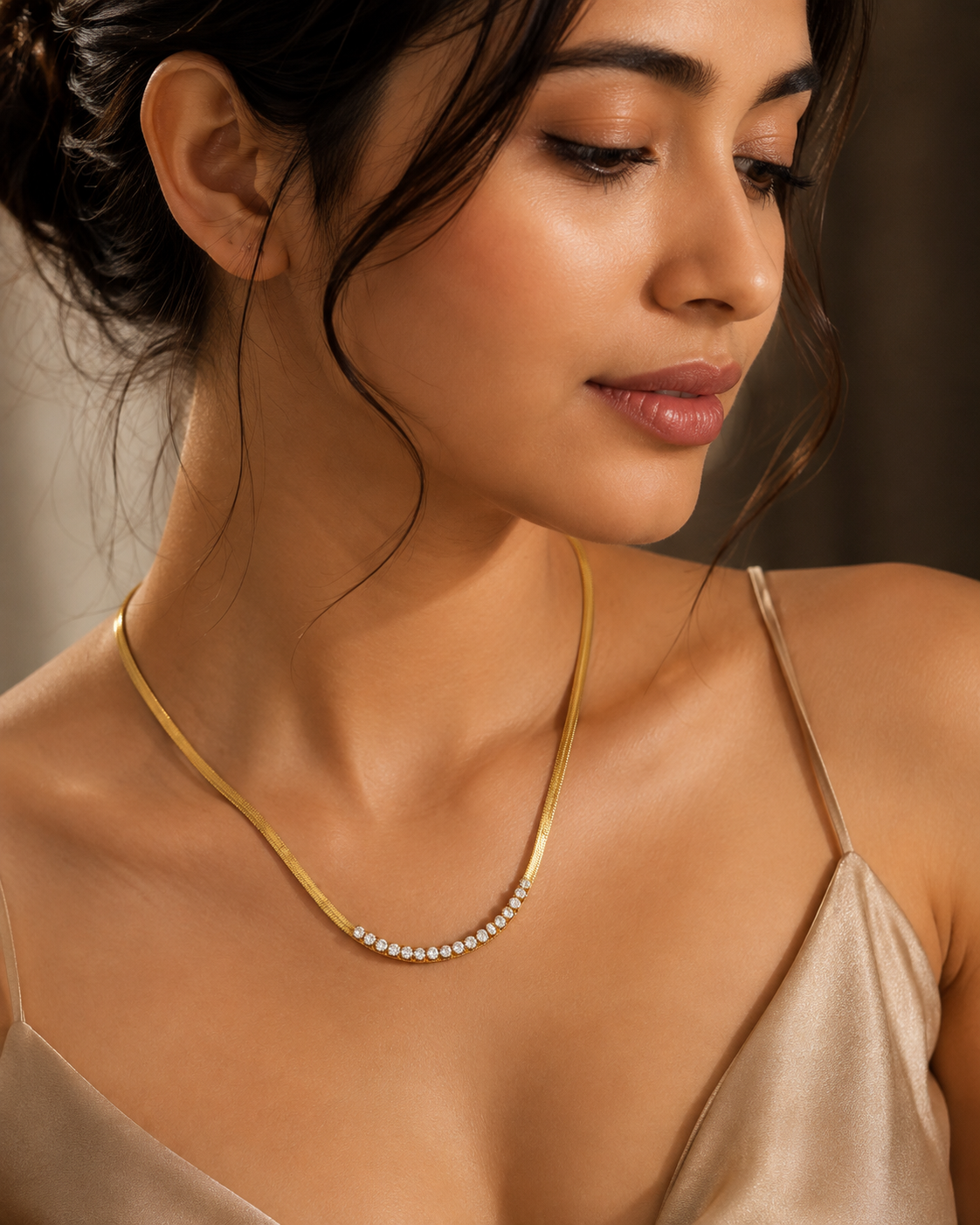 White Crystal Tennis Necklace for Women | Stainless Steel | Waterproof, Hypoallergenic, Tarnish Resistant