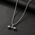 Men’s Titan Barbell Pendant Necklace | Silver-Tone Gym & Fitness Jewellery | House of HNS