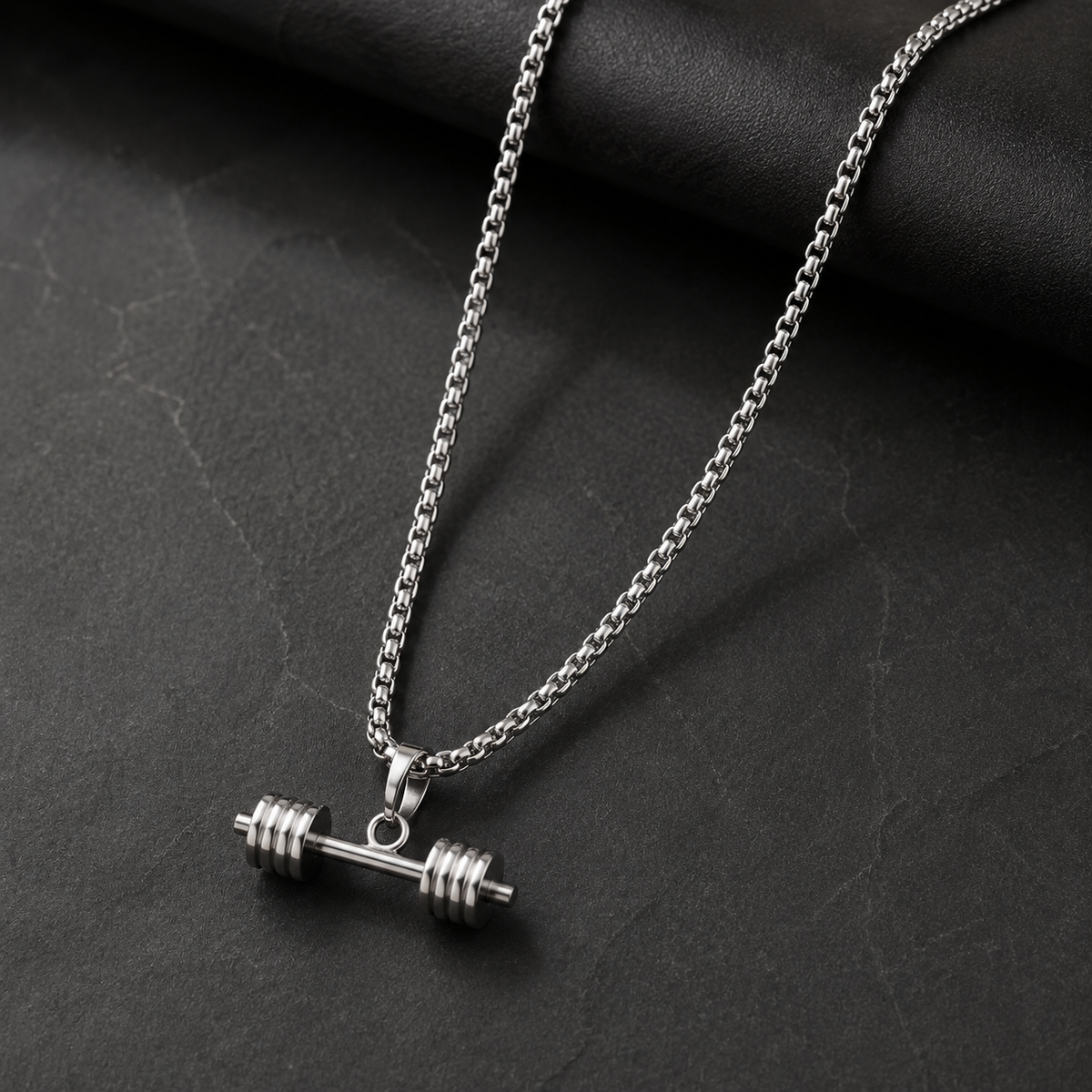 Men’s Titan Barbell Pendant Necklace | Silver-Tone Gym & Fitness Jewellery | House of HNS