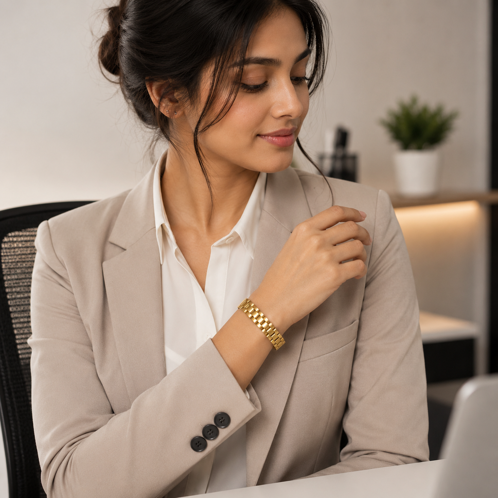 Valencia Gold Bracelet unisex | Anti-Tarnish Office Wear HNS