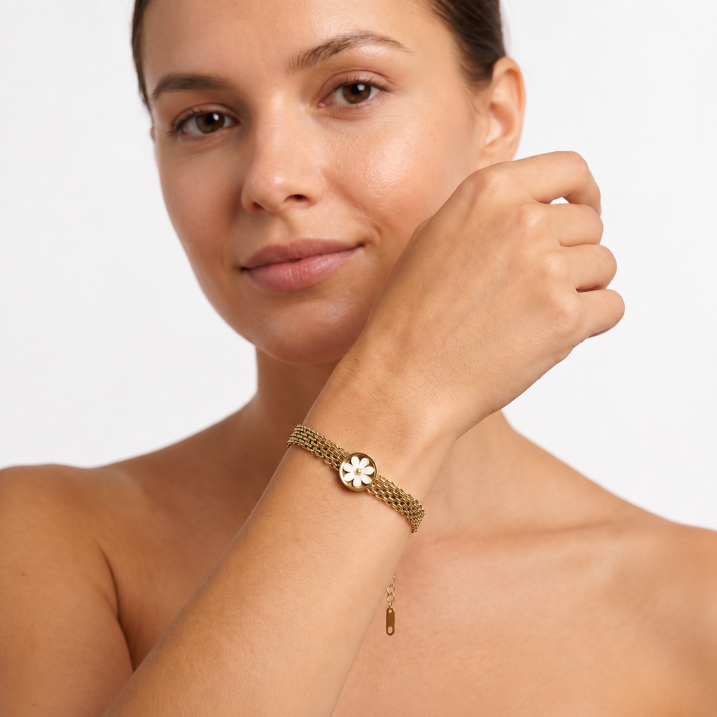 Aurelia Floral Anti-Tarnish Gold Bracelet for Women | House of HNS