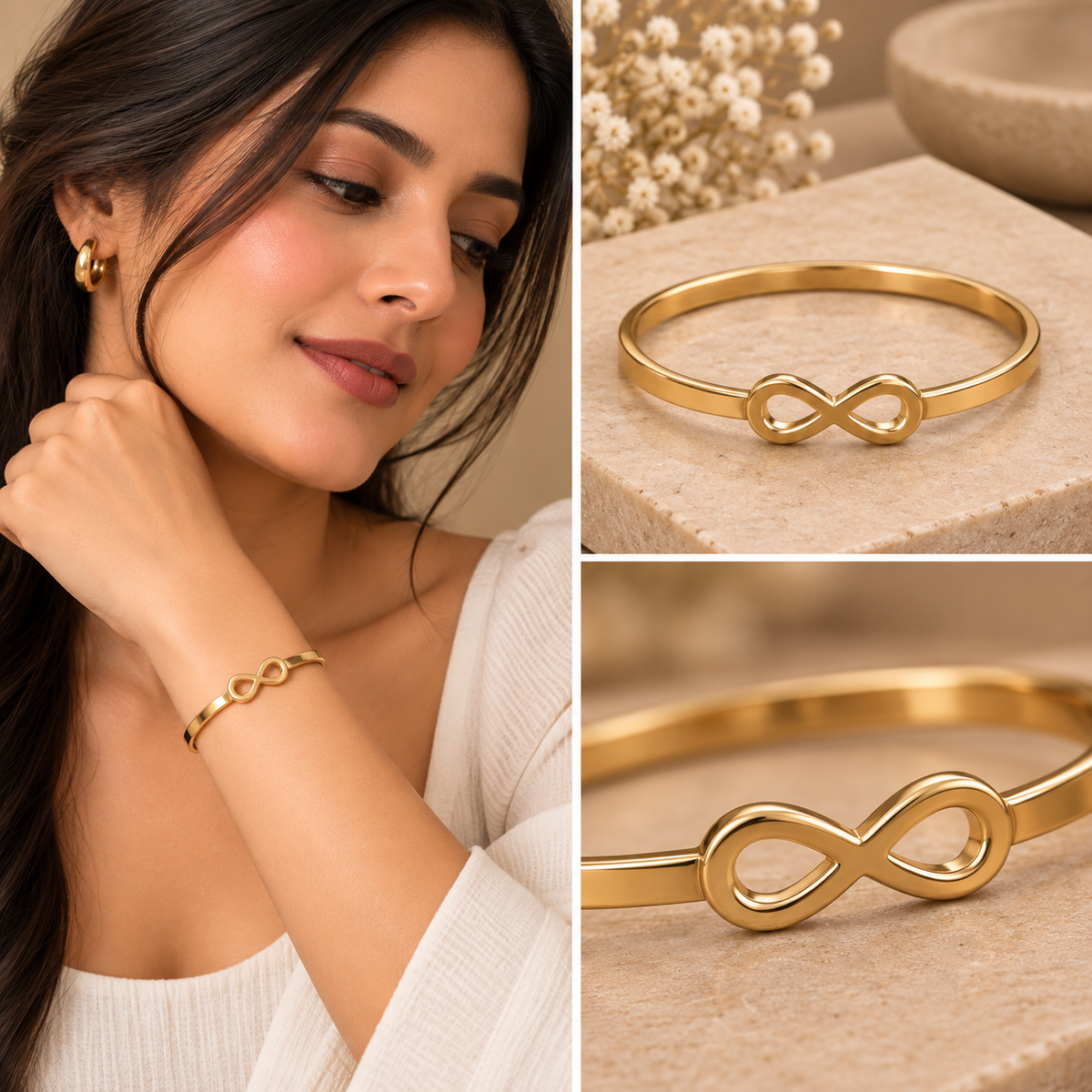 Evelisse Infinity Gold Bracelet for Women | Anti-Tarnish