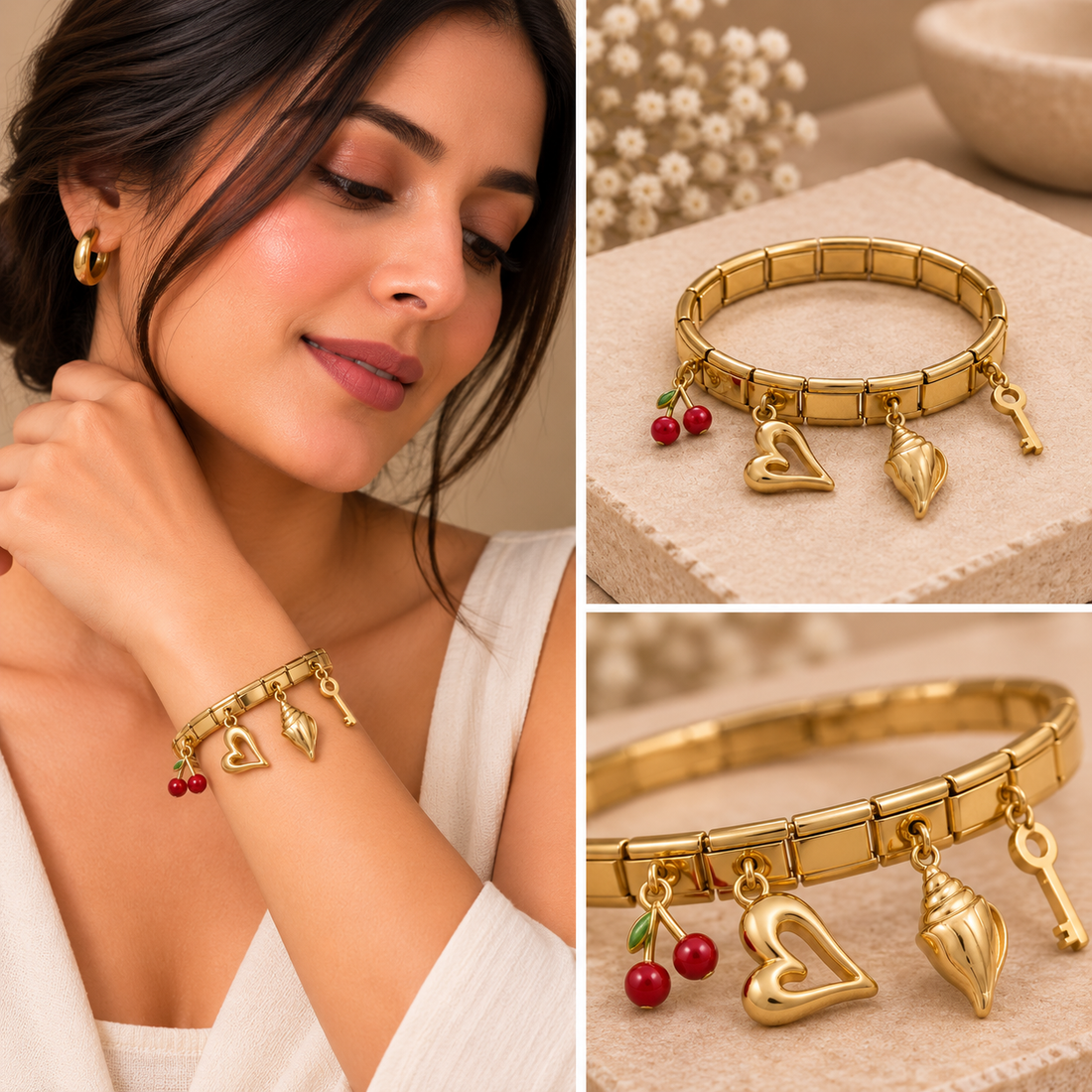 Charmelle Charm Anti-Tarnish Gold Bracelet for Women