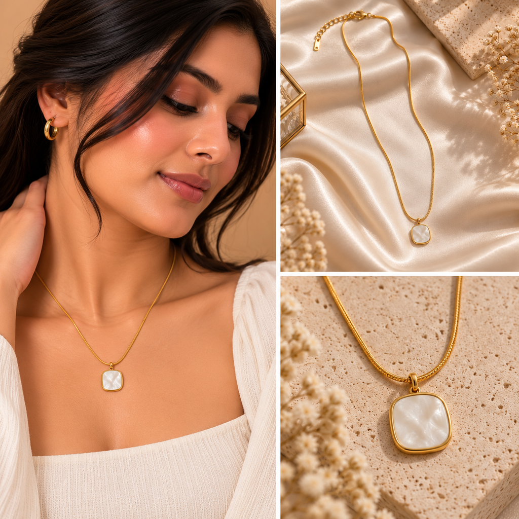 Mirelle Gold Mother of Pearl Necklace for Women | House of HNS