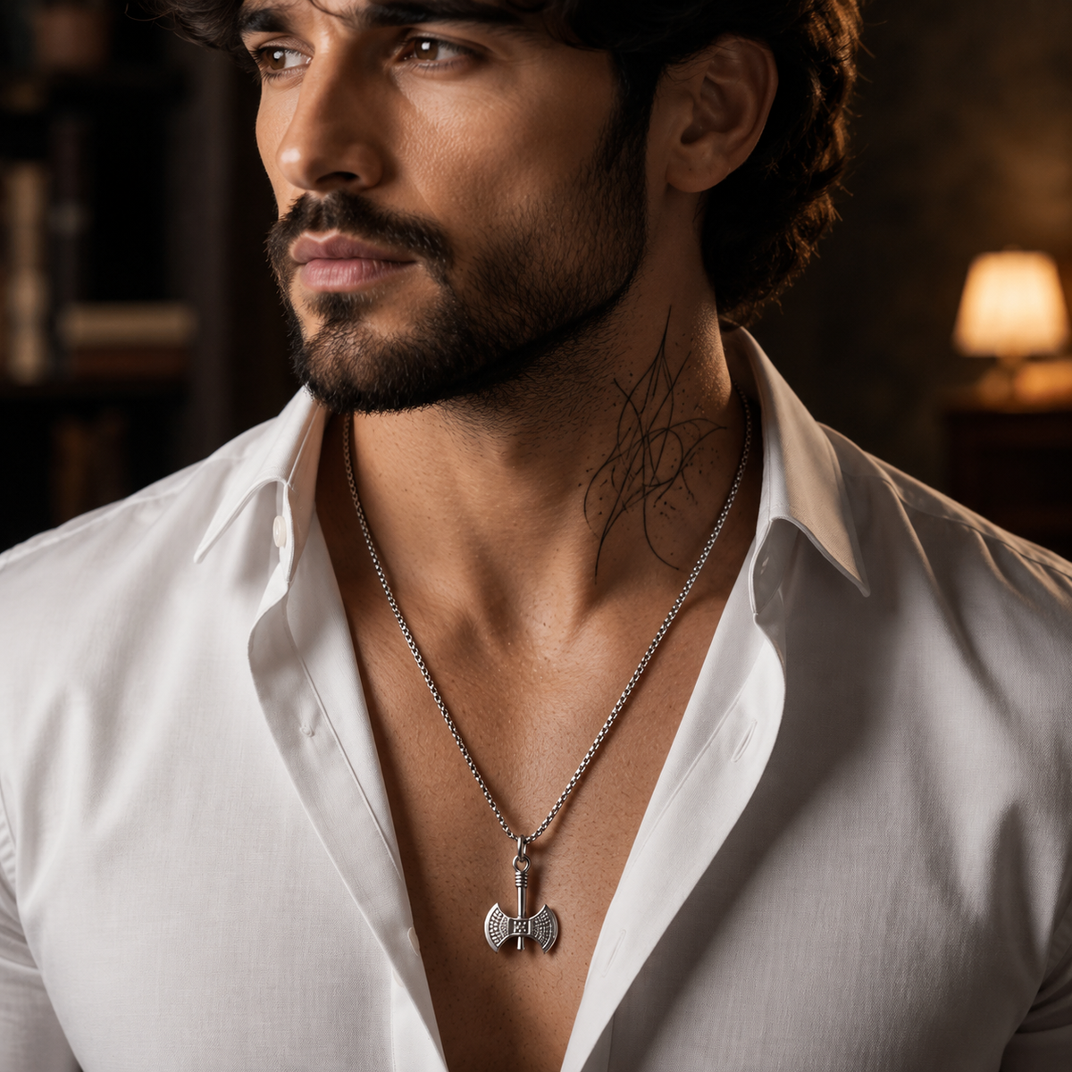 Men’s Nordic Warrior Axe Pendant Necklace | Silver-Tone Statement Jewellery | House of HNS