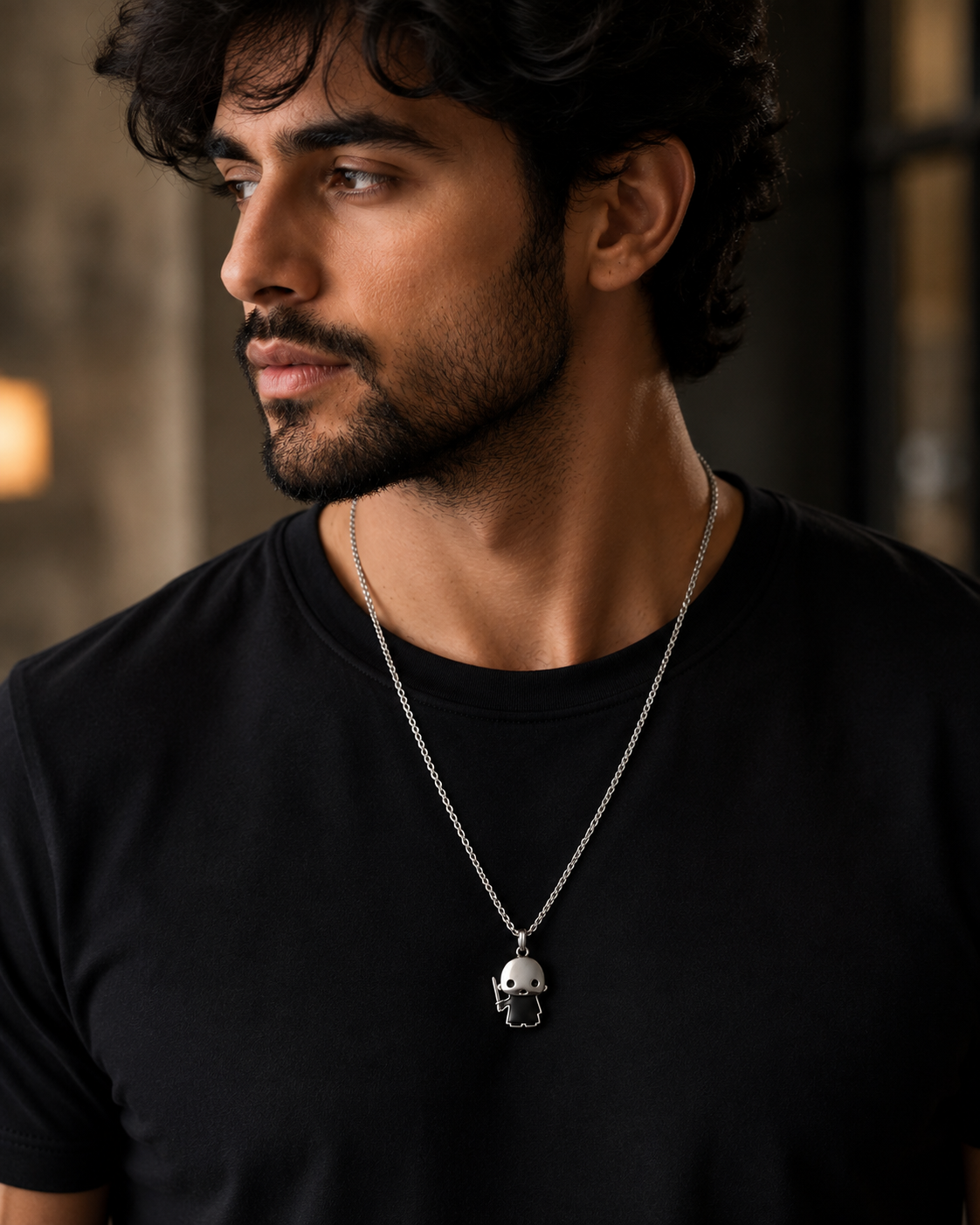 Men’s Warrior Helmet Pendant Necklace | Silver-Tone Statement Jewellery | House of HNS