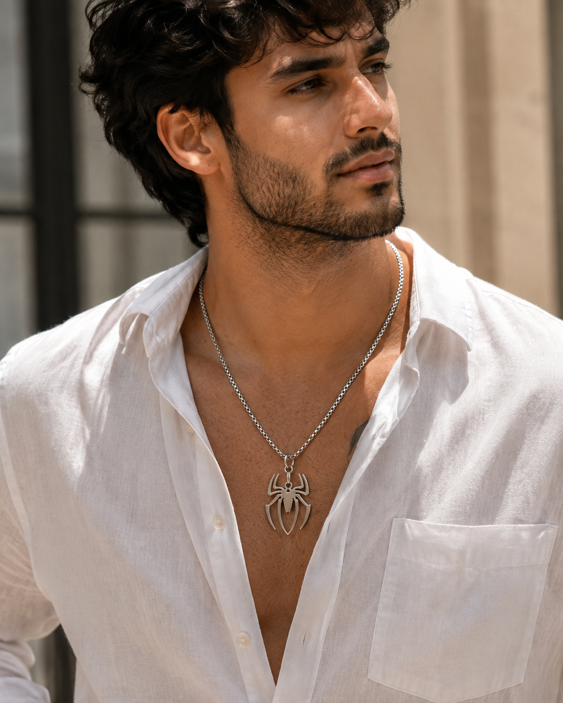 Men’s Spider Pendant Necklace | Silver-Tone Gothic Statement Jewellery | House of HNS