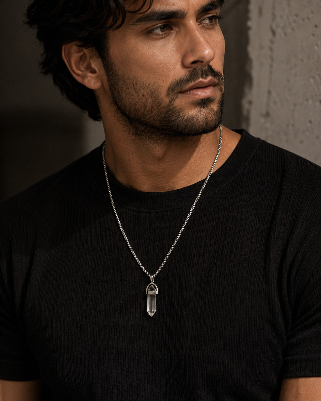 Lumière Crystal Point Pendant Necklace | Silver Coated Unisex | House of HNS