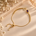 Aarohi Purple Stone Adjustable Bracelet | 18K Gold Anti-Tarnish