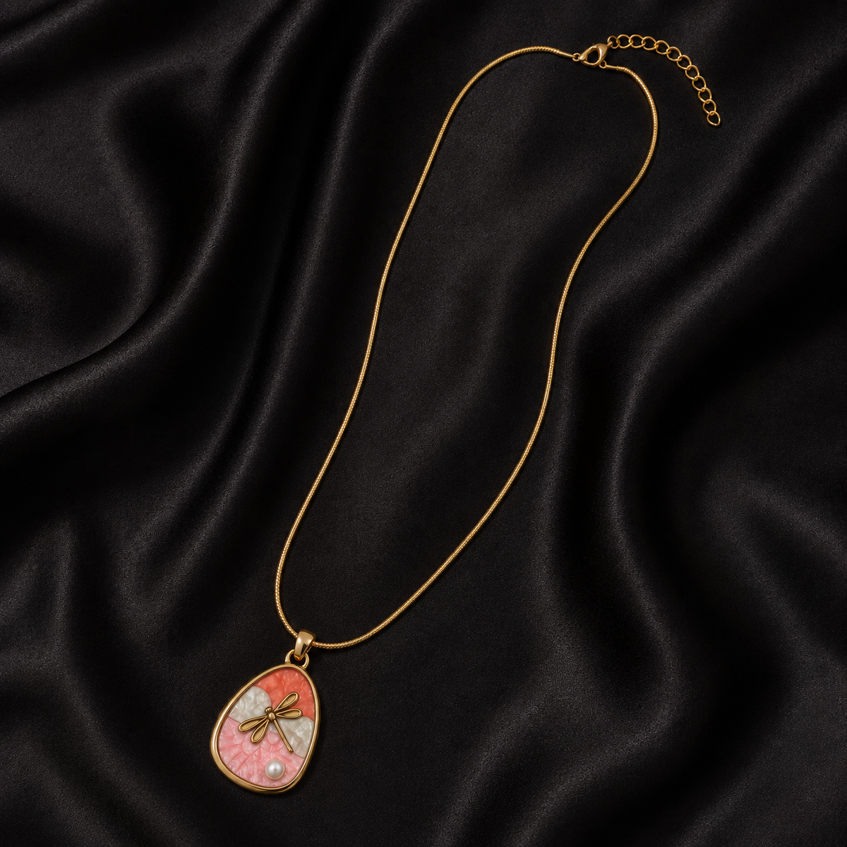 Calevia Bloom Pendant Necklace | Gold Coated Pink & Pearl | House of HNS