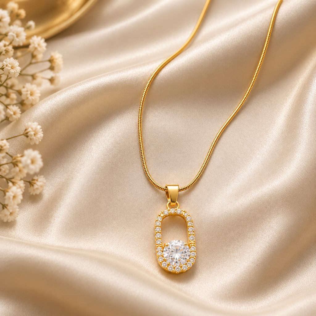 Lunévia Crystal Drop Necklace | Gold Coated | House of HNS
