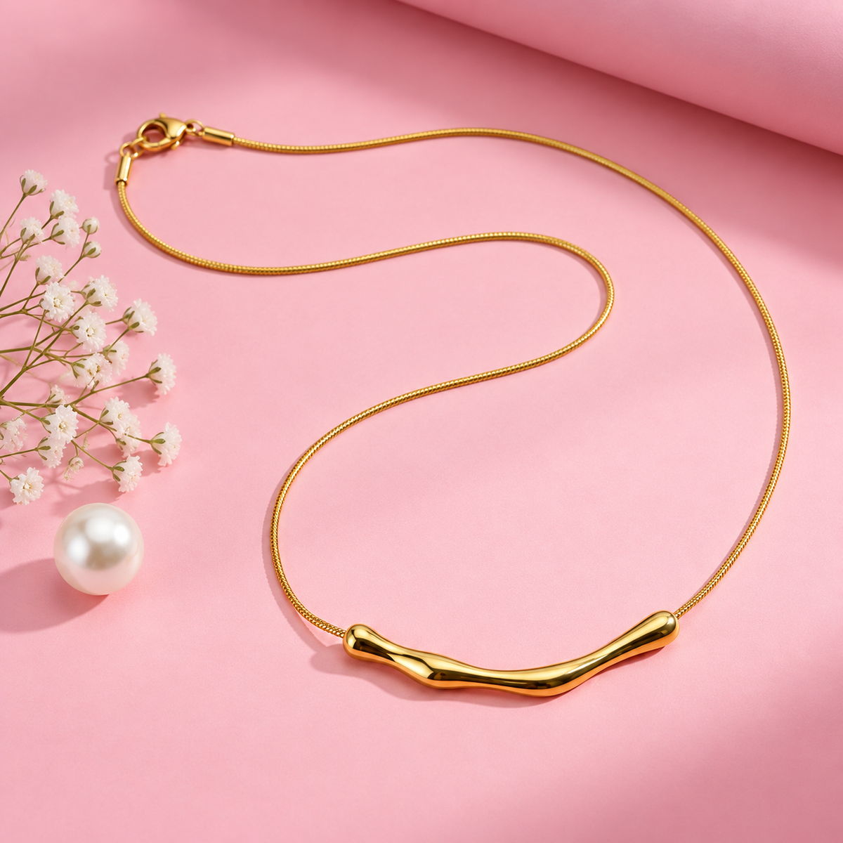 Bamboo Tube Necklace for Women | Minimal Gold Necklace | House of HNS