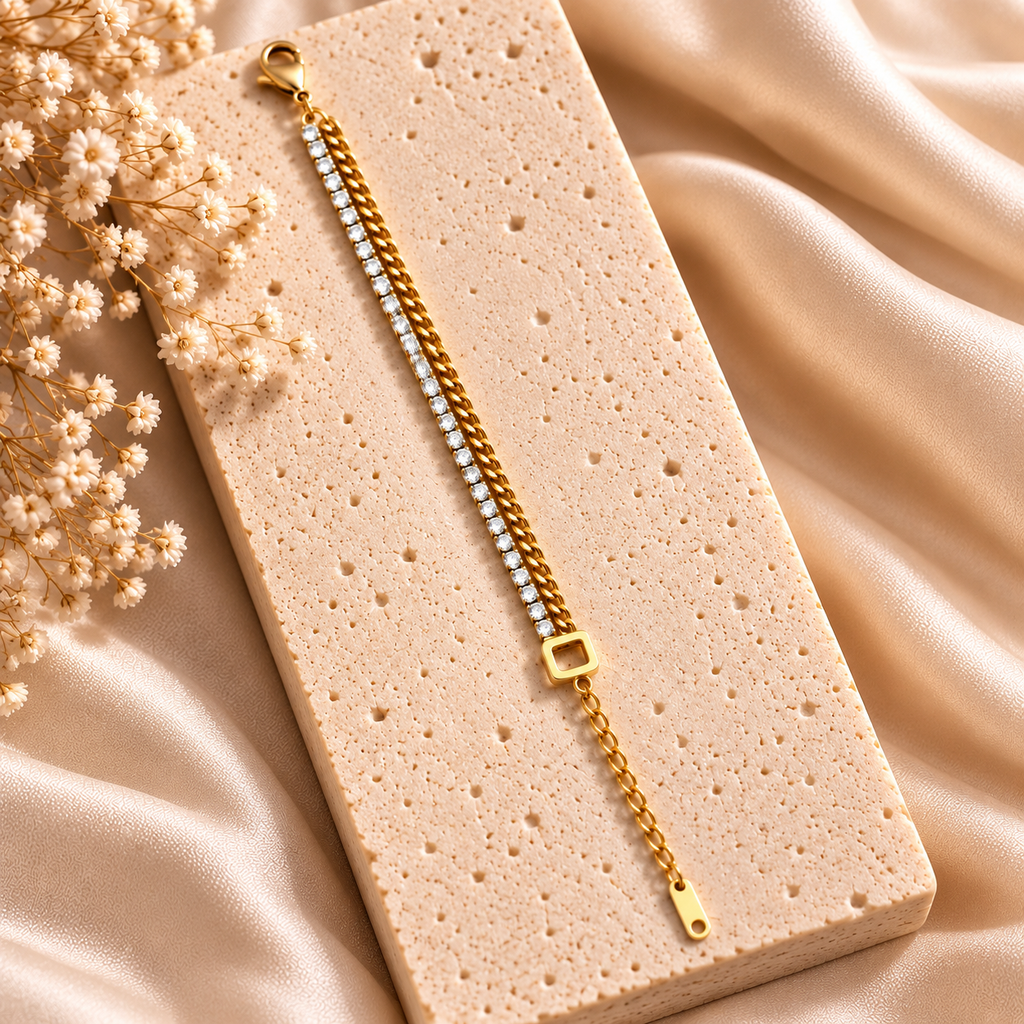 Calevia Dual-Strand Tennis Bracelet | Gold Coated | House of HNS