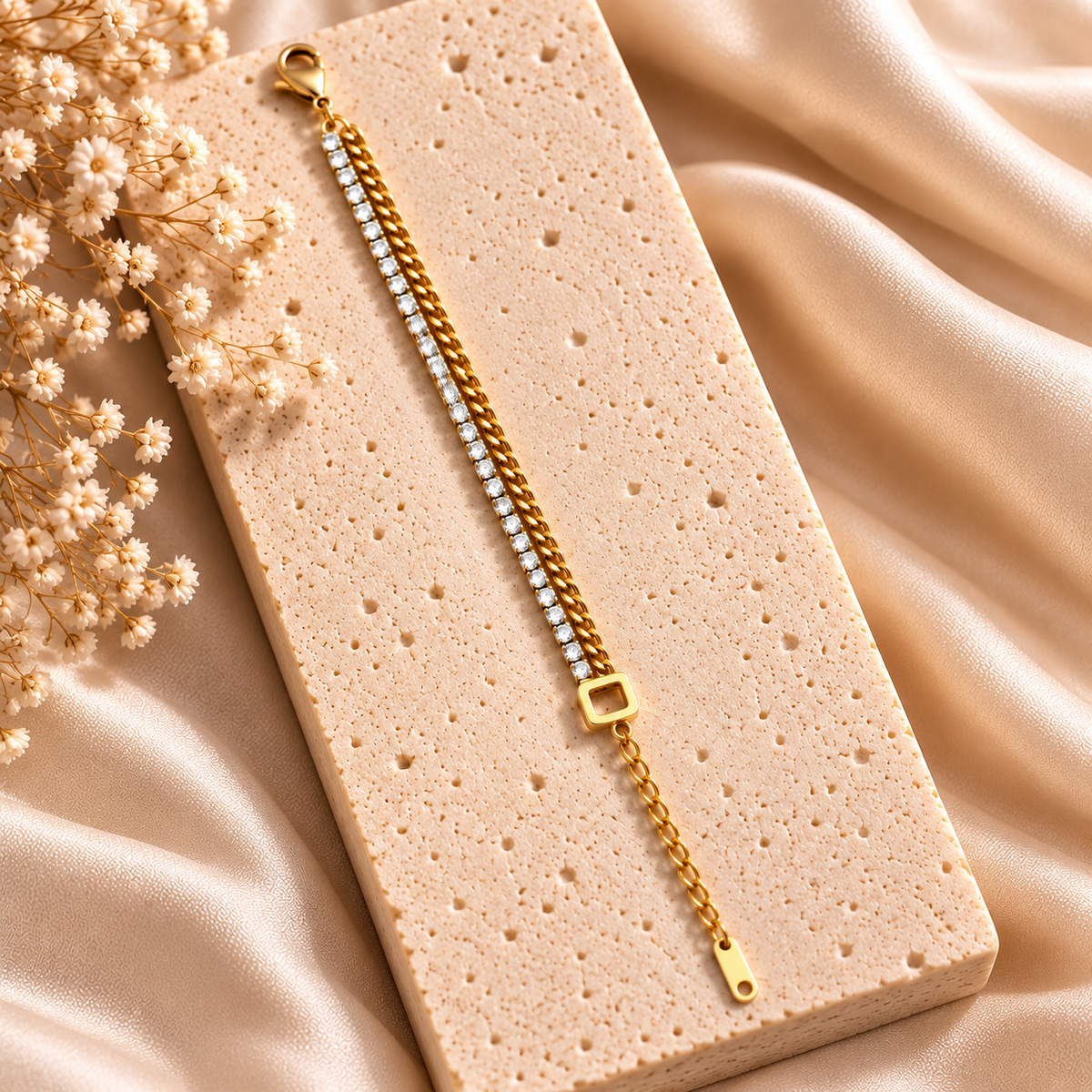 Calevia Dual-Strand Tennis Bracelet | Gold Coated | House of HNS