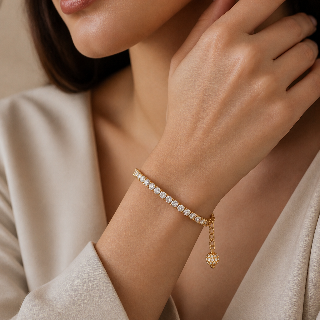 Aurelia Gold Crystal Bracelet for Women | House of HNS