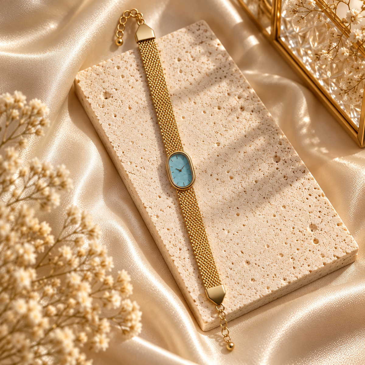 Aurelle3D Non-Functional Gold Watch Bracelet | Blue Dial | House of HNS