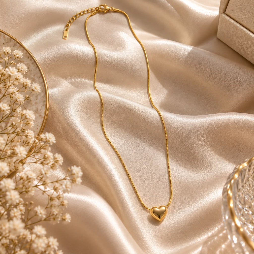 Amora Gold Heart Necklace for Women | Elegant Pendant | House of HNS
