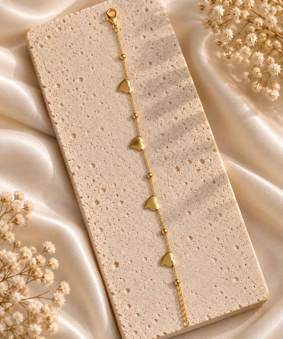 Lovelle Gold Heart Bracelet for Women | Heart Charm Bracelet | House of HNS