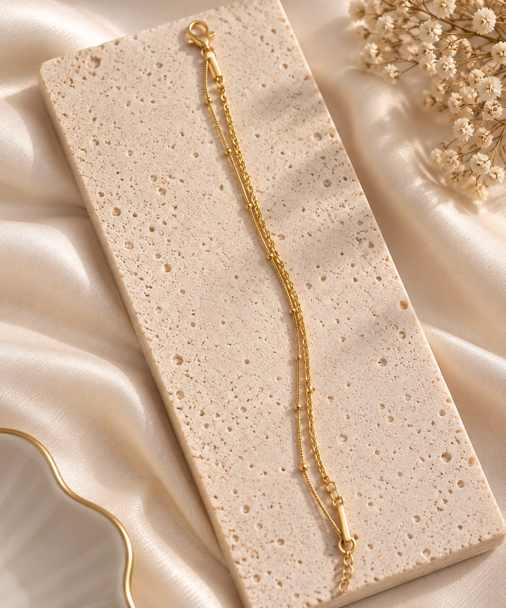 Serena Gold Double Chain Bracelet for Women | Minimal Bracelet | House of HNS