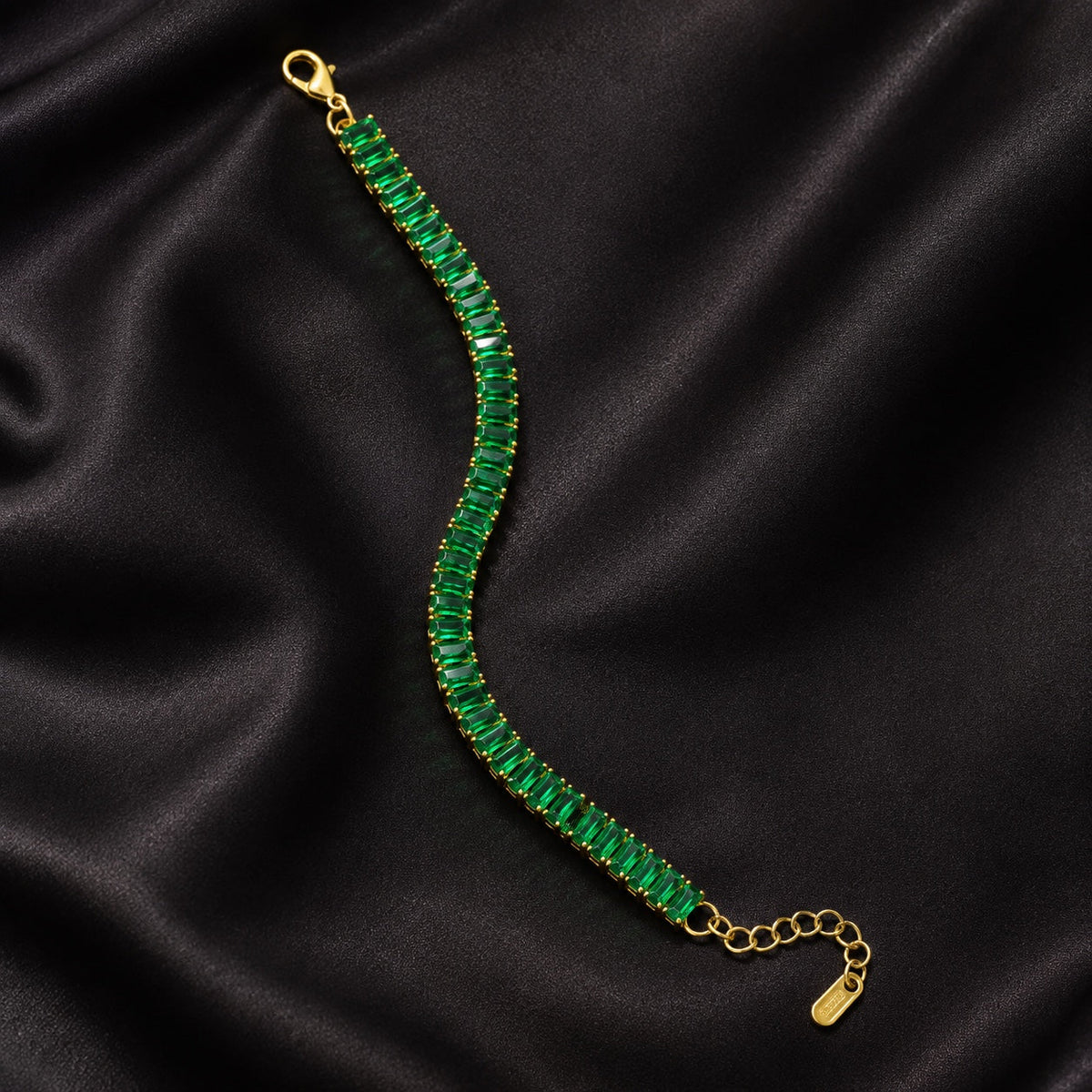 Gold bracelet with clear stones
