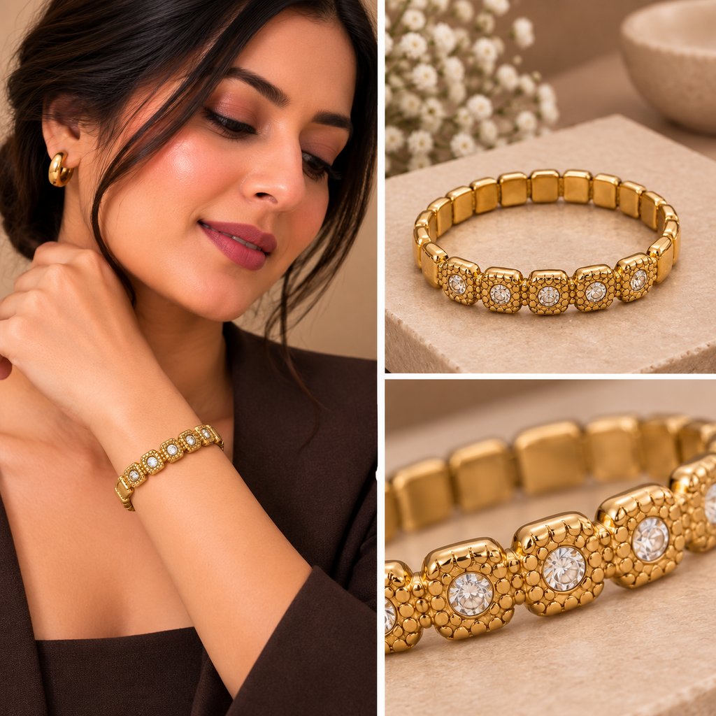 Seraphine Gold Stone Anti-Tarnish Bracelet for Women | House of HNS