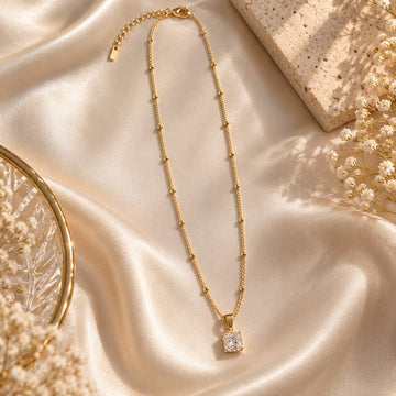 Celestia Gold Pendant Necklace for Women with Clear Stone