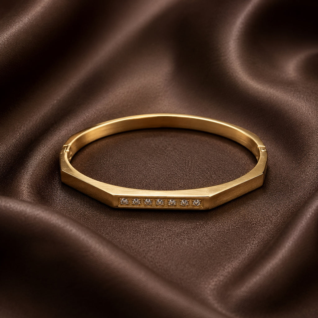 Elara Gold Bracelet for Women | Anti-Tarnish Geometric Bangle HNS
