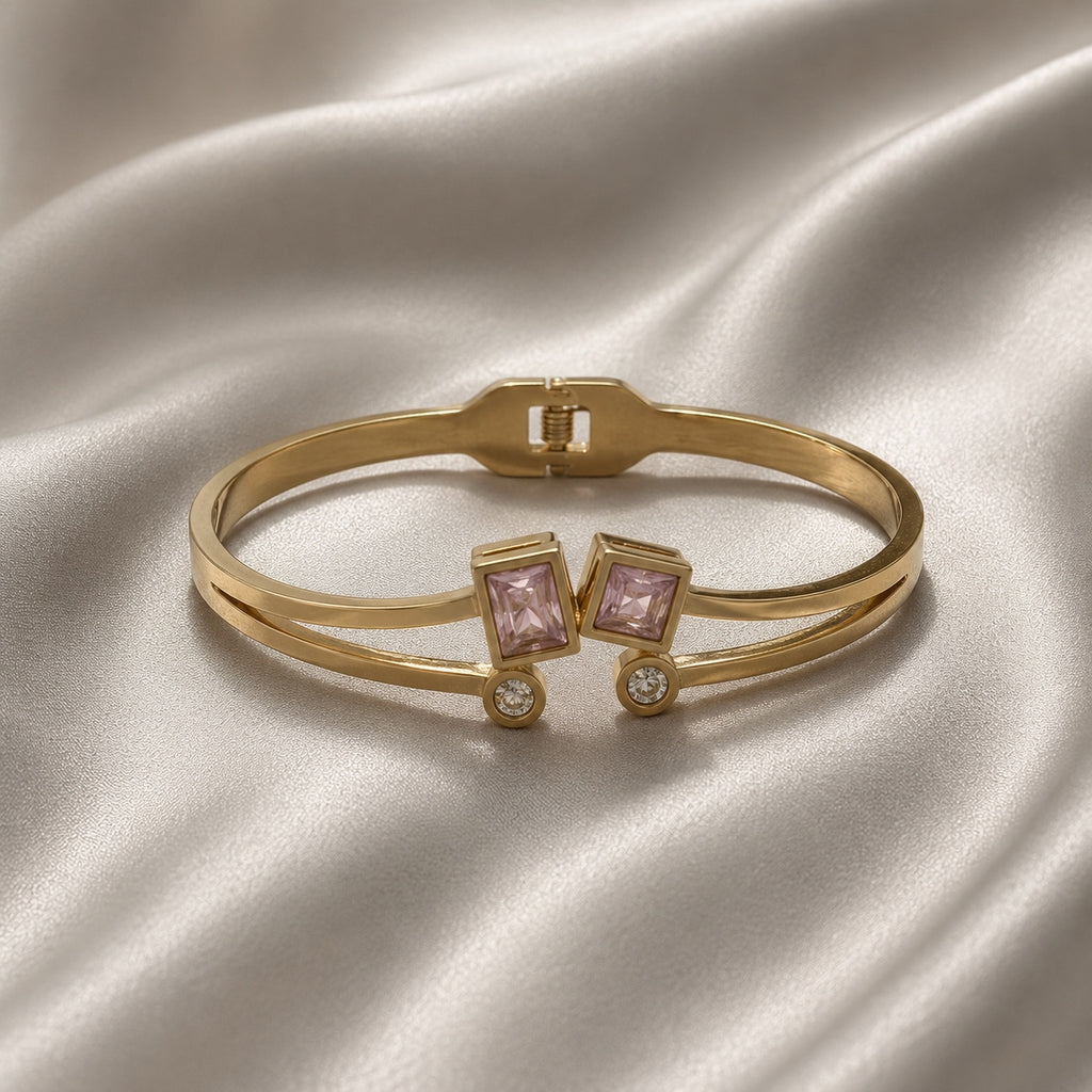 Roselle Pink Stone Gold Bracelet for Women | Anti-Tarnish HNS